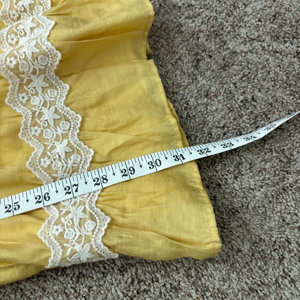 Pink Lily Savor This Feeling S Babydoll Mustard Lace Mini Dress Prairie Tiered - Picture 13 of 13